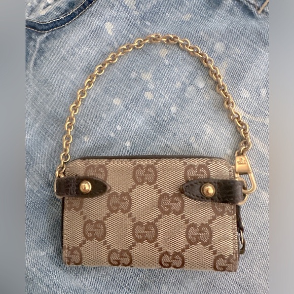 Gucci GG Canvas w Leather Micro Mini Chain Pouch Bag - Picture 2 of 16